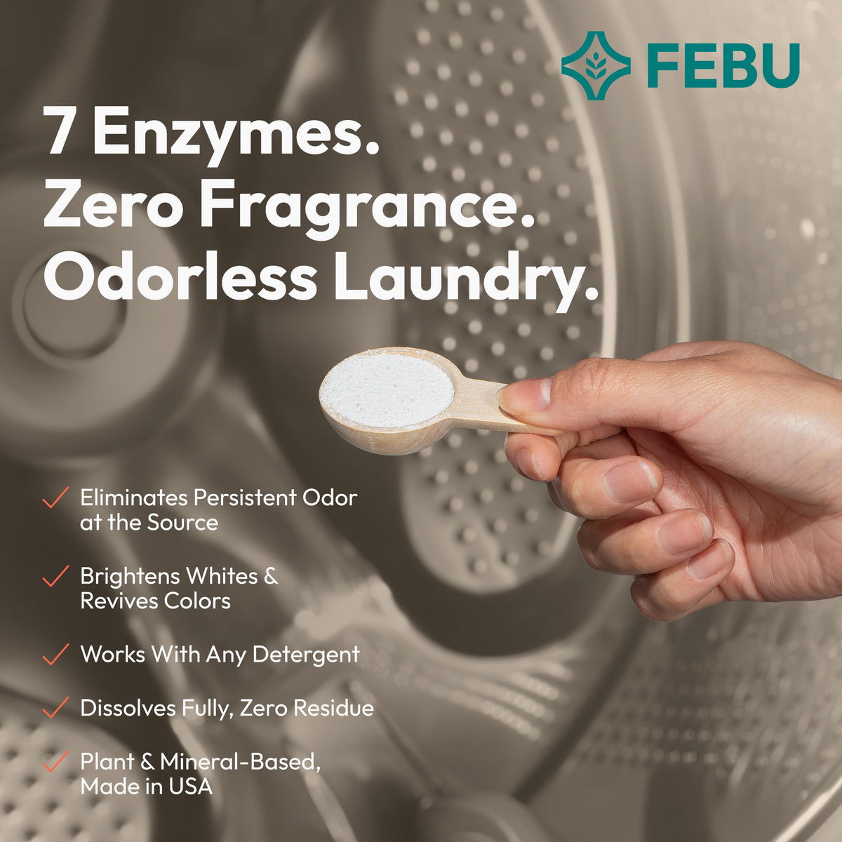 FEBU Enzyme Oxygen Laundry Booster | 7-Enzyme Laundry Odor & Stain Remover
