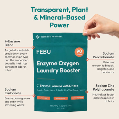 FEBU Enzyme Oxygen Laundry Booster | 7-Enzyme Laundry Odor & Stain Remover