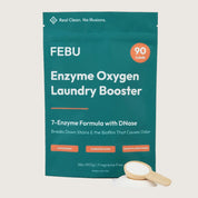FEBU Enzyme Oxygen Laundry Booster with DNase and 7 enzymes package on a light gray background